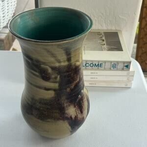 Signed Studio Art Pottery Vase Glazed Hand Thrown Signed Stoneware Frances